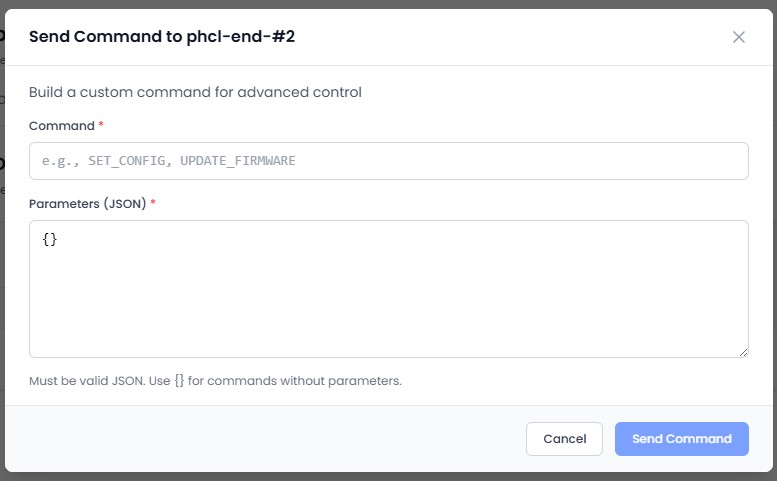 Sending Commands Form